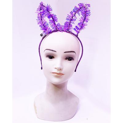 Led Işıklı Püsküllü Mor Renk Tavşan Tacı 21X17 cm