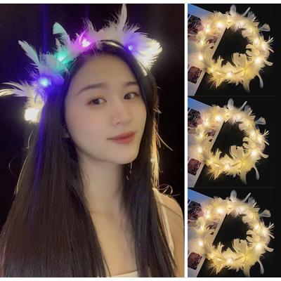 Led Işıklı Rengarenk Yanan 3 Fonksiyonlu Otrişli Parti Tacı Renkli 12x12 cm