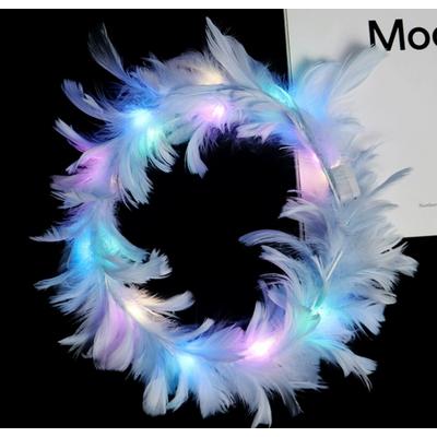 Led Işıklı Rengarenk Yanan 3 Fonksiyonlu Otrişli Parti Tacı Mavi Renk 12x12 cm