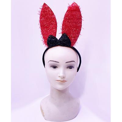 Led Işıklı Yanar Söner Püsküllü Kırmızı Renk Tavşan Tacı