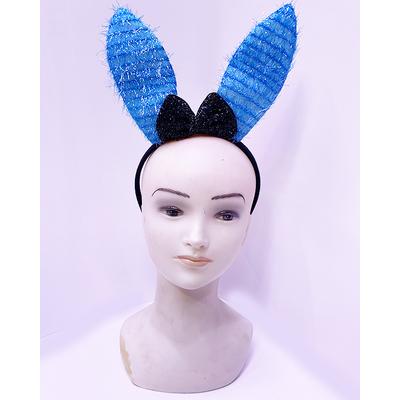 Led Işıklı Yanar Söner Püsküllü Mavi Renk Tavşan Tacı