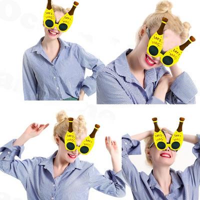 Let's Party Yazılı Şişe Parti Gözlük Sarı Renk 16X14 cm