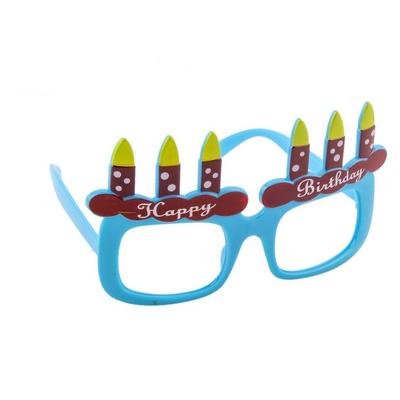 Mavi Renk Happy Birthday Yazılı Mum Görselli Doğum Günü Parti Gözlüğü