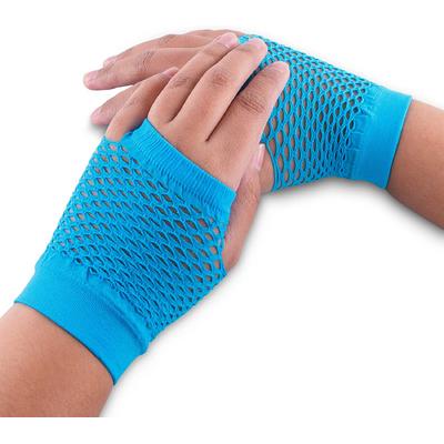 Mavi Renk Kısa Boy Fileli Örgü Eldiven