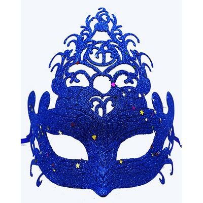 Mavi Renk Parti Maskesi - Parlak Mavi Sim Balo Maskesi 21x20 cm