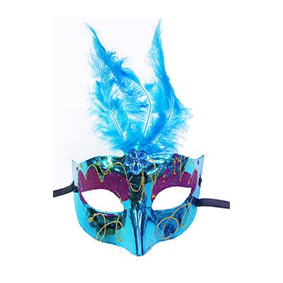 Mavi Renk Tüylü Yılbaşı Parti Maskesi