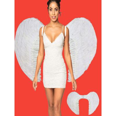 Mega Boy Beyaz Tüylü Melek Kanadı 100x85 cm