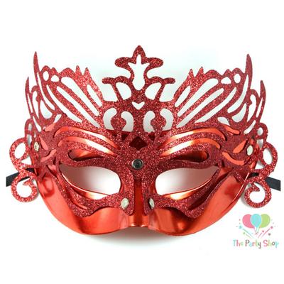Metalik Kırmızı Renk Masquerade Kelebek Simli Parti Maskesi 23x14 cm