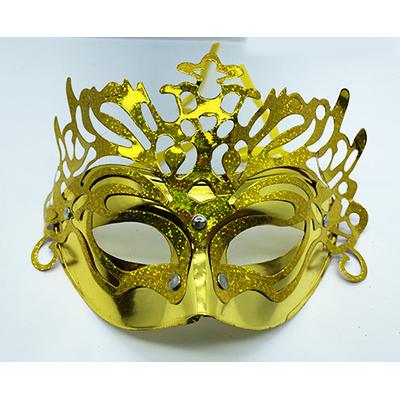 Metalize Ekstra Parlak Hologramlı Parti Maskesi Altın Renk 23x14 cm