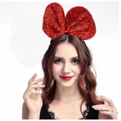 Metalize Parlak Pullu Fiyonk Kurdele Parti Tacı Kırmızı Renk 25x17 cm