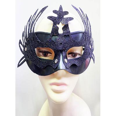 Metalize Siyah Renk Simli Geyik Balo Parti Maskesi 15x23 cm