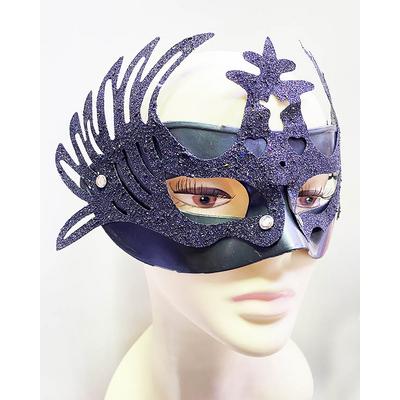 Metalize Siyah Renk Simli Geyik Balo Parti Maskesi 15x23 cm