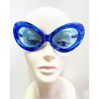 Metalize Yeşilçam 80 li 90 lı Yıllar Parti Gözlüğü Mavi Renk 15x7 cm