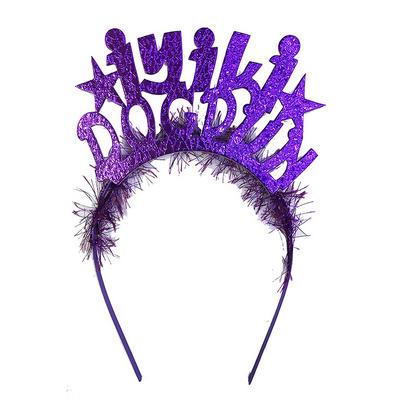 Mor Renk İyiki Doğdun Yazılı Eva Doğum Günü Parti Tacı