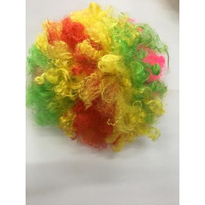 Neon Gökkuşağı Renk Kıvırcık Mega Boy Afro Bonus Peruk