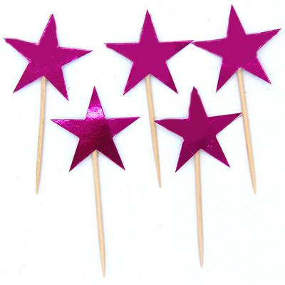 Pembe Fuşya Renk Yıldız Şekilli Parti Kürdan Süs 15 Adet