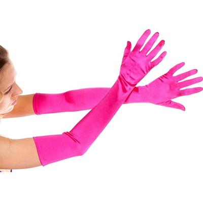 Pembe Renk Ekstra Lüks Parlak Uzun Boy Saten Eldiven-530