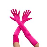 Pembe Renk Ekstra Lüks Parlak Uzun Boy Saten Eldiven-530
