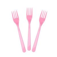 Pembe Renk Lüks Plastik Çatal 25 Adet