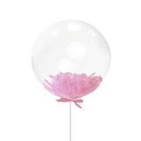 Pembe Tüylü Dekorasyon Şeffaf Balon 24 İnch 