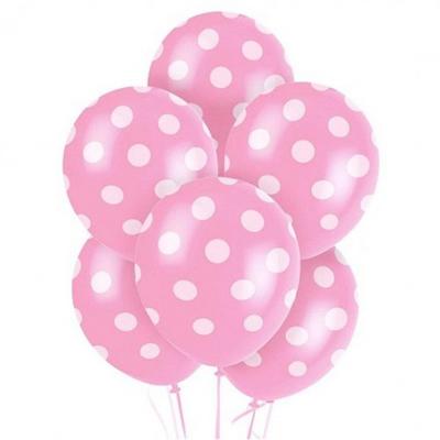 Pembe Üzeri Beyaz Puantiyeli Lateks Balon 100 Adet