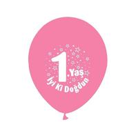 Pembe Üzeri Beyaz Yazılı 1 Yaş İyiki Doğdun Parti Balonu 100 Adet