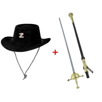 Plastik Zorro Kılıcı ve Z Baskılı Plastik Zorro Şapkası