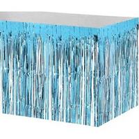 Püsküllü Işıltılı Metalize Mavi Renk Masa Eteği 75 cm x 4 m