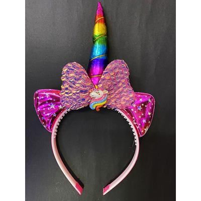 Rengarenk Boynuzlu At Figürlü Çocuk Pullu Unicorn Tacı 17x27 cm