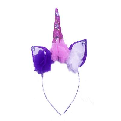 Rengarenk Çiçekli Pembe Boynuzlu Tek Boynuz Unicorn Tacı