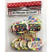 Rengarenk Happy Birthday Parti Kürdan Süsü 20 Adet