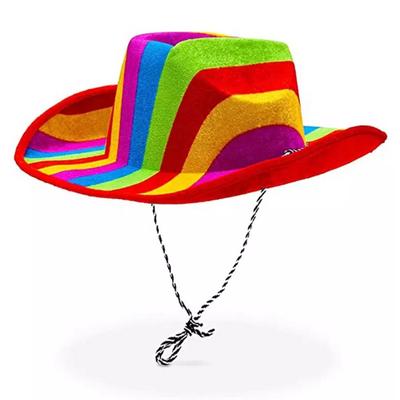 Rengarenk Kovboy Şapkası - Renkli Palyaço Şapkası 30x37 cm