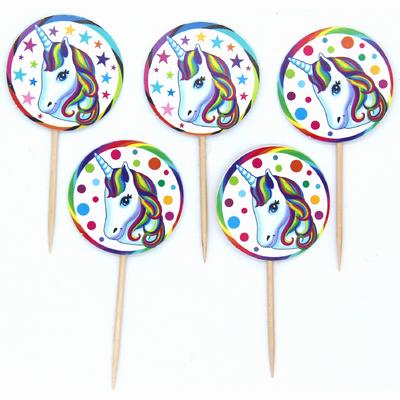 Rengarenk Unicorn Temalı Süslemeli Parti Kürdan Süsü 20 Adet