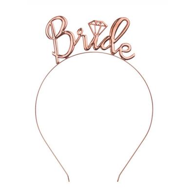 Rose Gold Renk Bride Yazılı Metal Gelin Tacı Bride Tacı