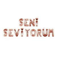 Rose Gold Renk Seni Seviyorum Yazılı Folyo Balon 35 cm