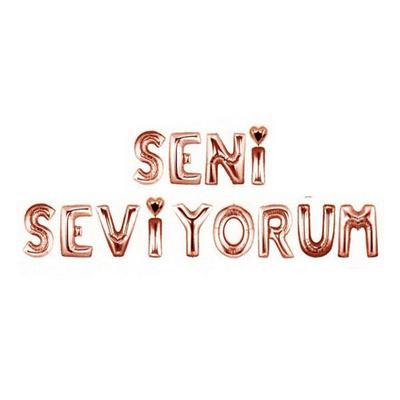 Rose Gold Renk Seni Seviyorum Yazılı Folyo Balon 35 cm