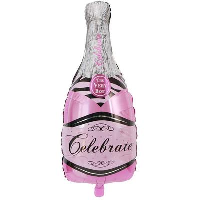 Şampanya Şişesi Kokteyl Şişesi Şekilli Folyo Balon Pembe 49x100 cm