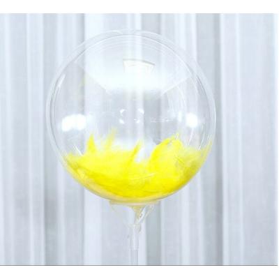 Sarı Tüylü Dekorasyon Şeffaf Balon 24 İnch 