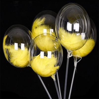 Sarı Tüylü Dekorasyon Şeffaf Balon 24 İnch 