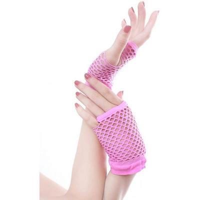 Şeker Pembe Renk Kısa Boy Fileli Örgü Eldiven