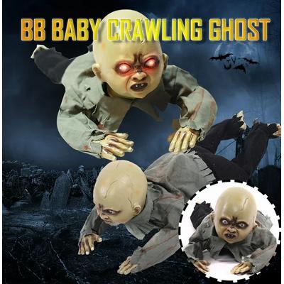 Sesli Işıklı ve Sensörlü Yerde Emekleyen Hareketli Bebek Hayalet Zombi Dekor 30x85 cm