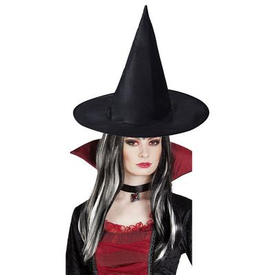 Siyah Beyaz Dracula Cadı Peruğu - Siyah Cadı Şapkası