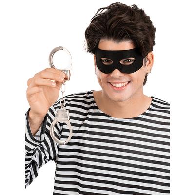 Siyah Hırsız Maskesi ve Metal Kelepçe Aksesuar Seti