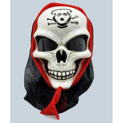 Siyah Pelerinli Danger Baskılı Dişli İskelet Kuru Kafa Maske 24x16 cm