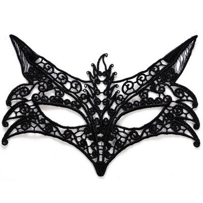 Siyah Renk Dantel İşlemeli Örgü Parti Maskesi Model 14 No