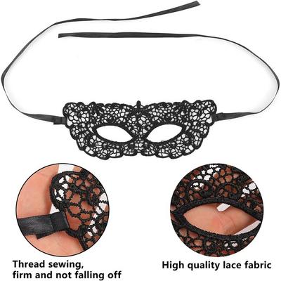 Siyah Renk Dantel İşlemeli Örgü Parti Maskesi Model 7