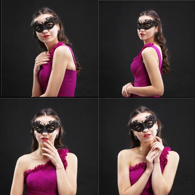 Siyah Renk Dantel İşlemeli Venedik Parti Maskesi Model 7