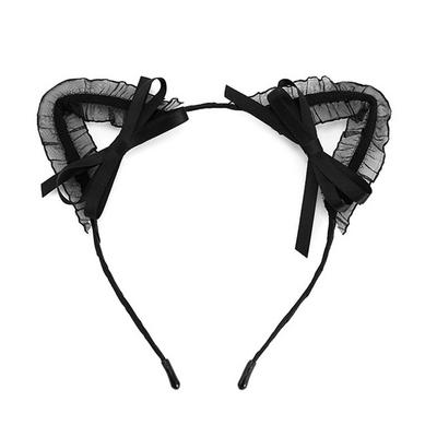 Siyah Renk Dantelli Tüllü Kedi Kulağı Kedi Tacı 17x17 cm