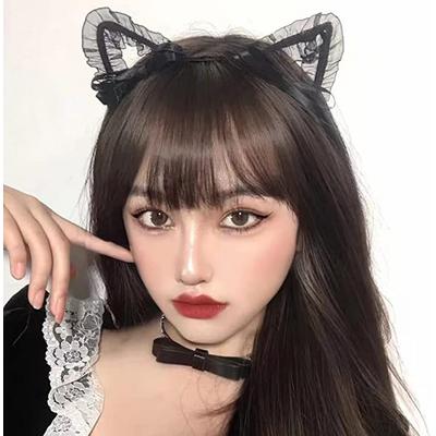 Siyah Renk Dantelli Tüllü Kedi Kulağı Kedi Tacı 17x17 cm