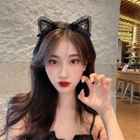 Siyah Renk Dantelli Tüllü Kedi Kulağı Kedi Tacı 17x17 cm